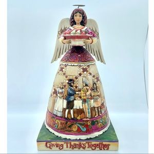 Rare Jim Shore "Thankful Tradition" Giving Thanks Together Angel S1047593 EUC